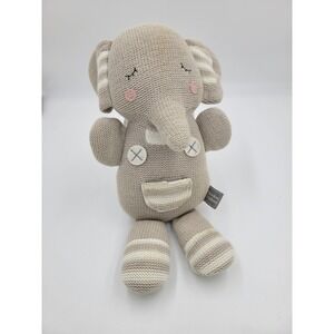 Living Textiles Theodore Gray Elephant 100% Cotton Australia Knitted‎ Toy Rattle